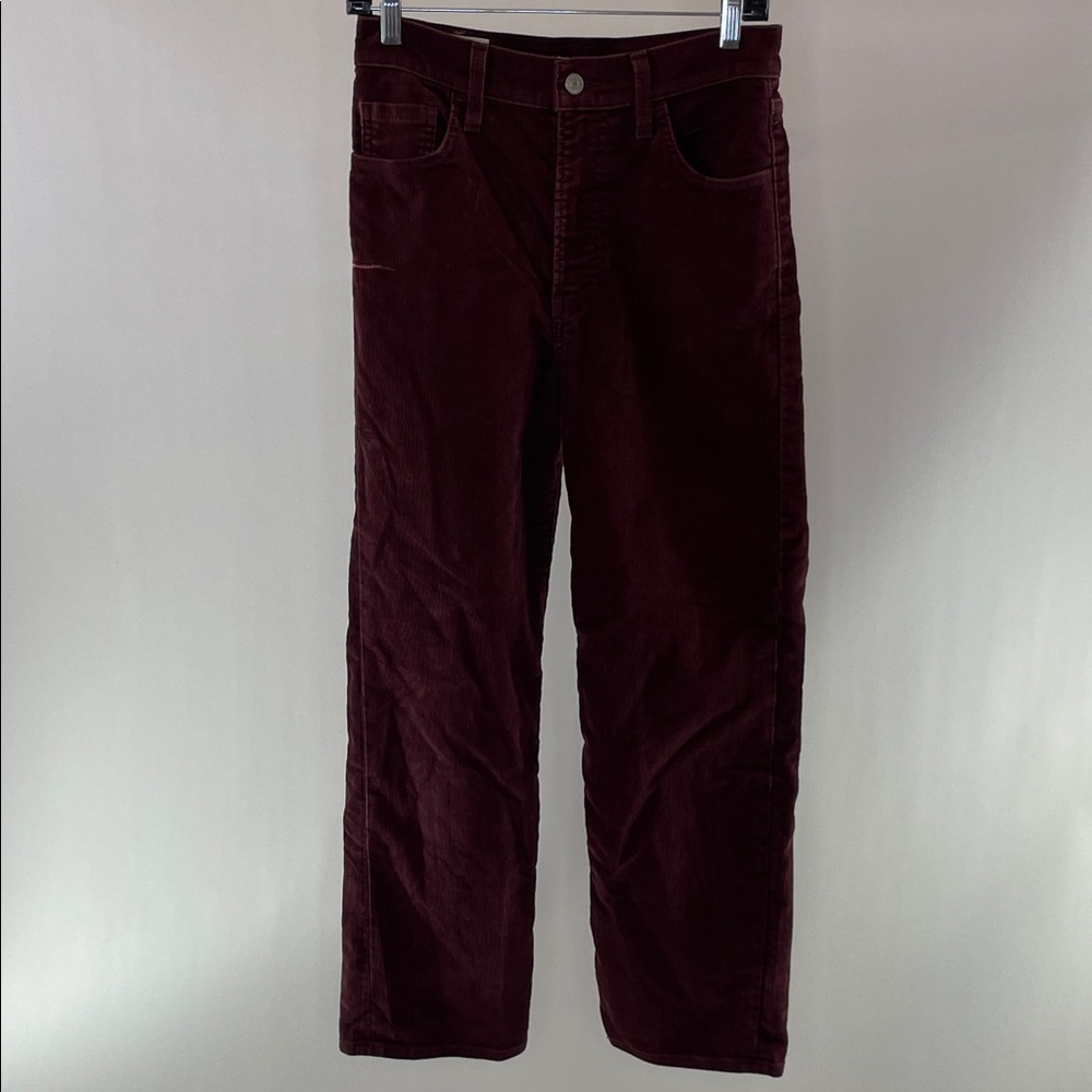 Levi's Ribcage Straight Ankle Jeans in Deep Burgundy Corduroy, 26 - Picture 11 of 13
